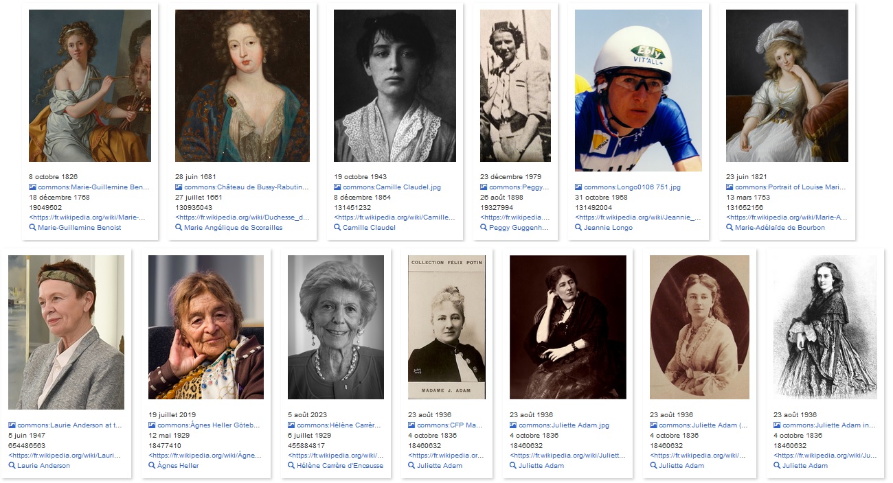 Galerie de portraits de femmes ayant un identifiant dans FranceArchives