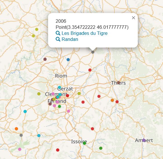 Carte des lieux de tournages de films tournés dans le Puy-de-Dôme